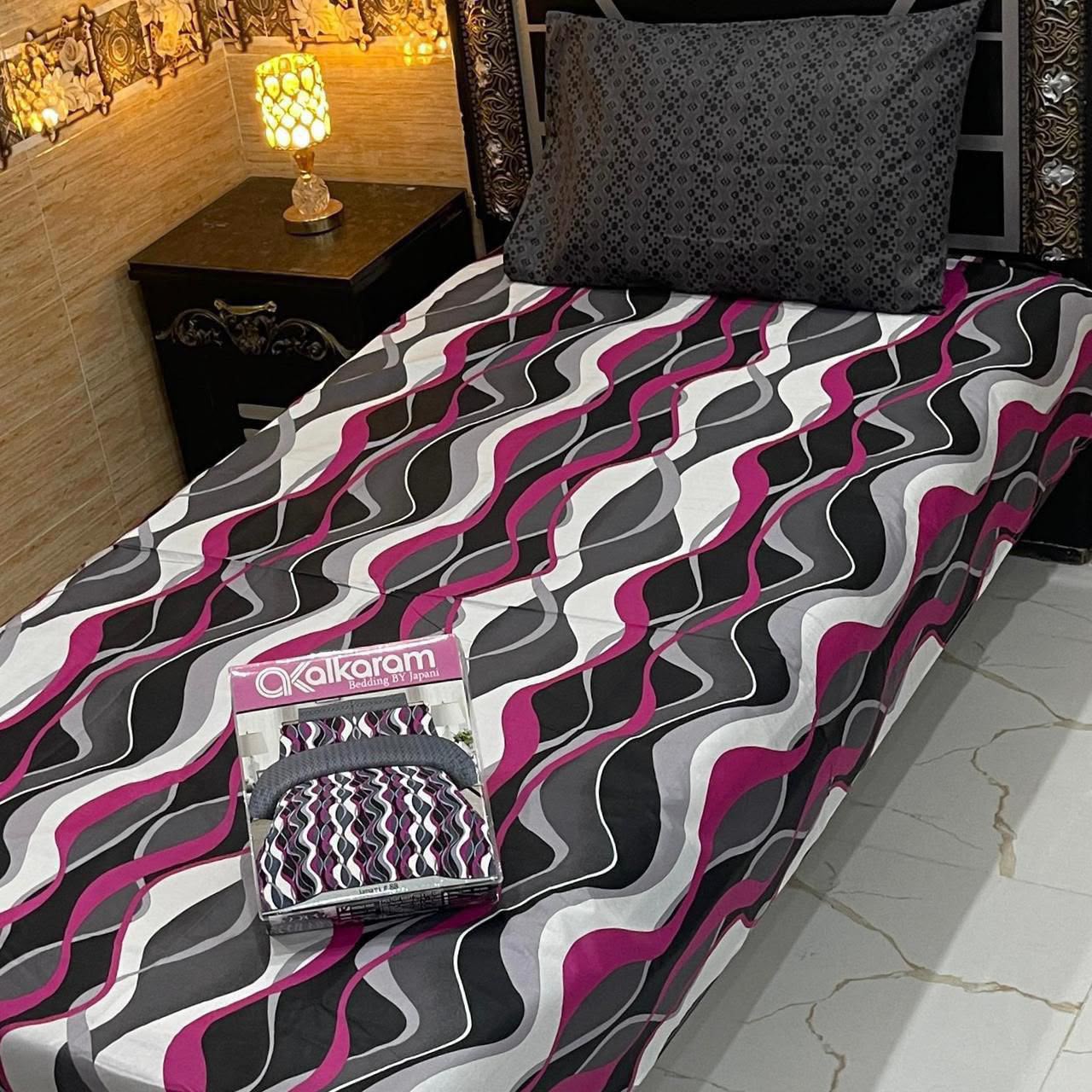 Alkaram 4pc Mix Cotton Single Bedsheet Pair - Design 19
