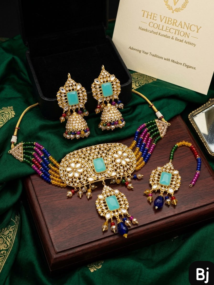 Kundan Choker Set with Earrings and Tika - DESIGN 02