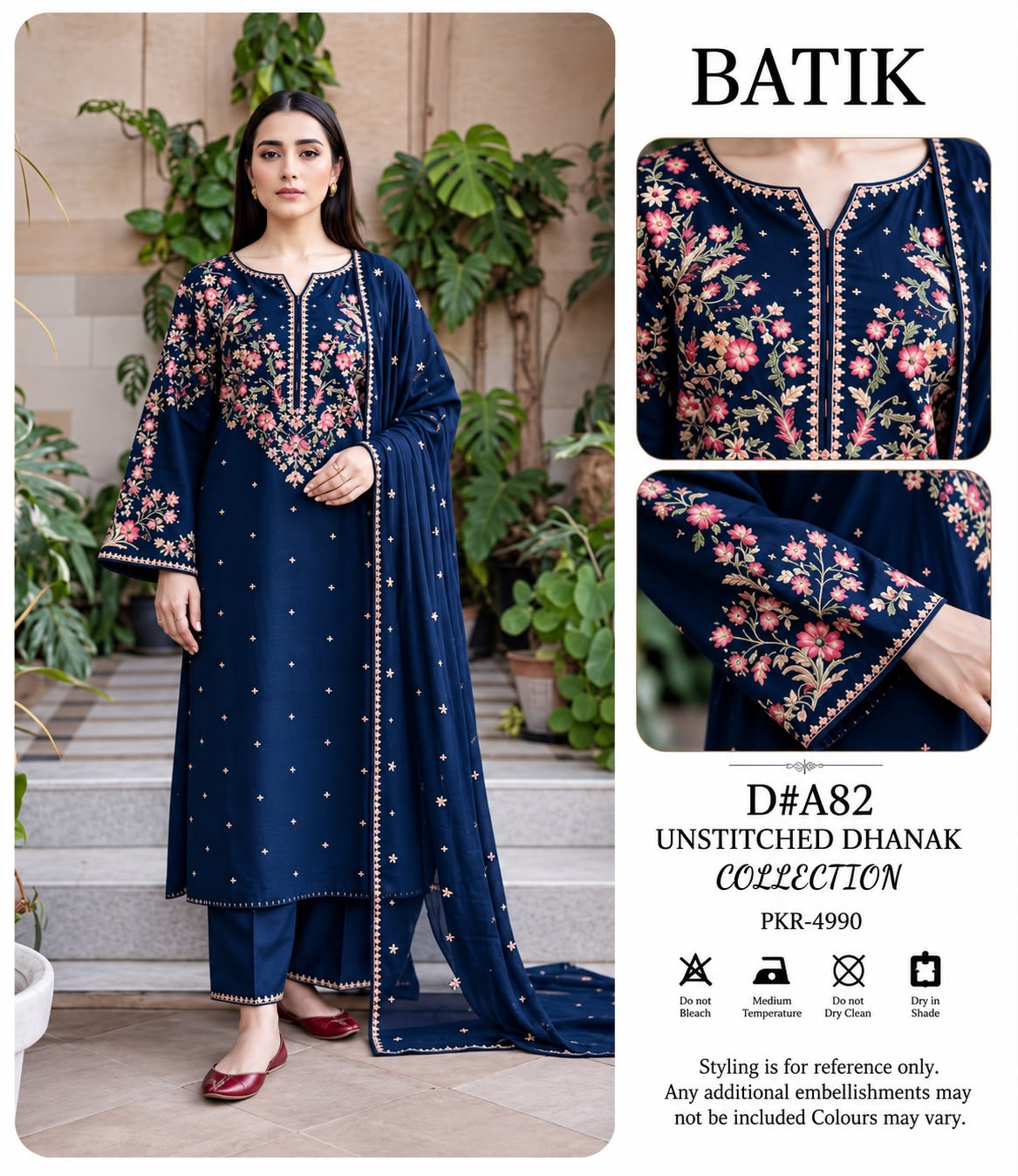 Iznik Dhanak Embroidered 3PC Suit D#2744 - DESIGN 03