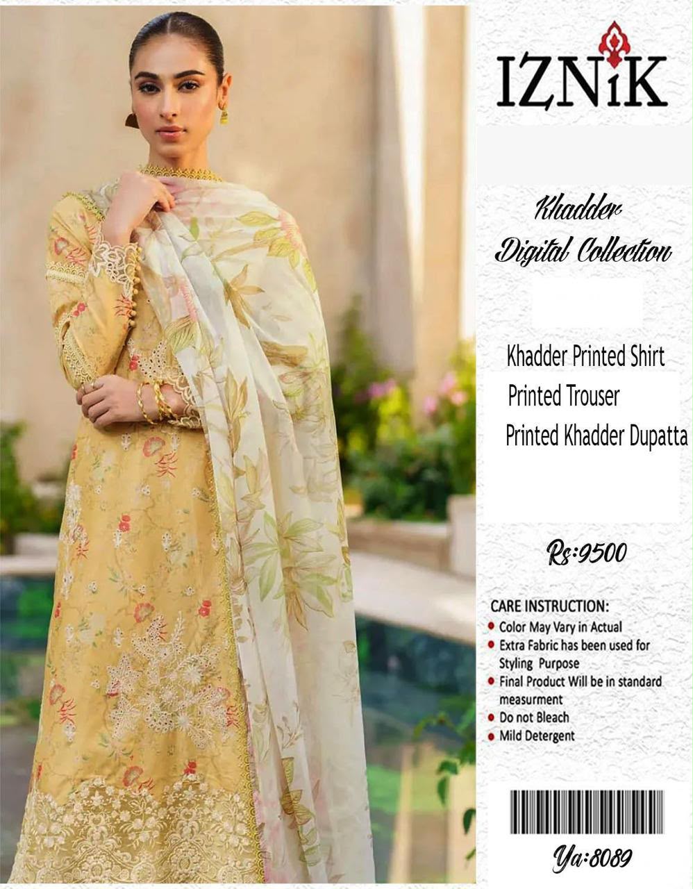 Indian Booti Dhanak Embroidered 3PC Suit - DESIGN 09