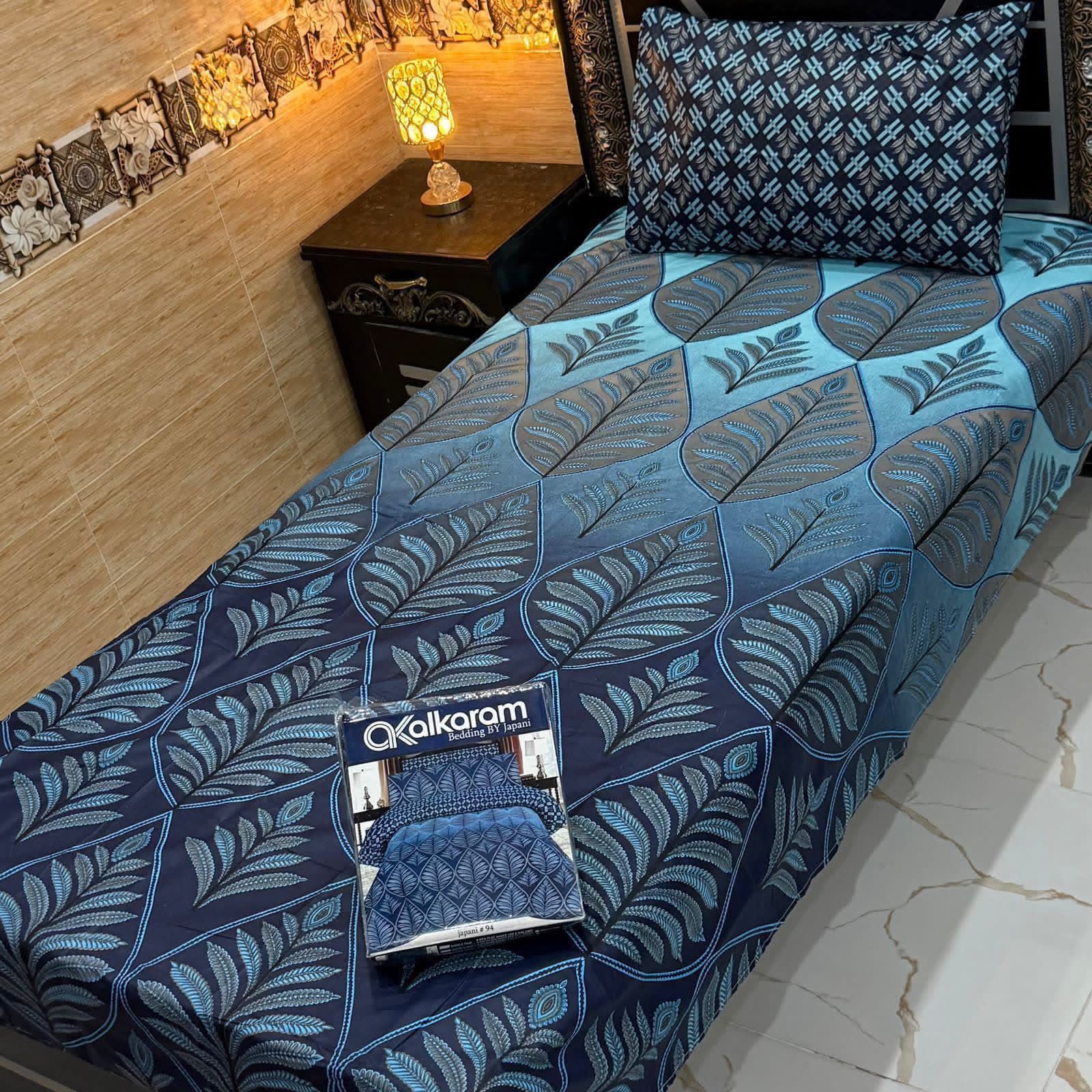 Alkaram 4pc Mix Cotton Single Bedsheet Pair - Design 02