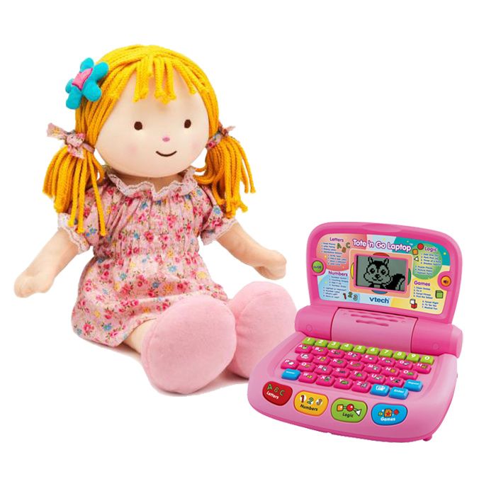 Stuff Doll with a Laptop
