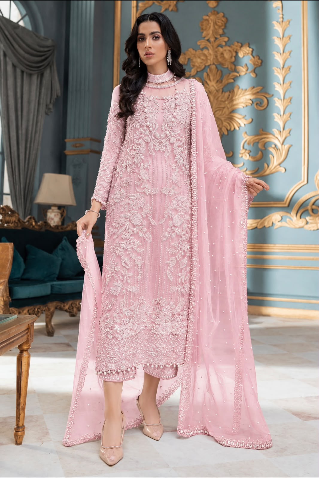 Laam Silk Embroidered 3PC Suit - DESIGN 01