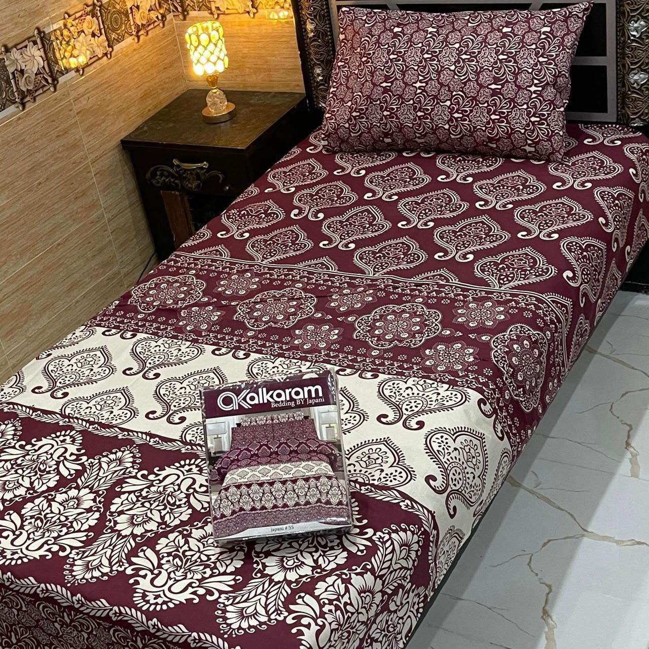 Alkaram 4pc Mix Cotton Single Bedsheet Pair - Design 32