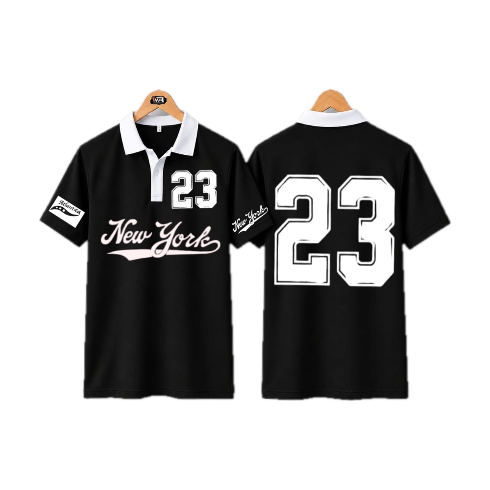 New York 23 Printed Polo Shirt (Black)