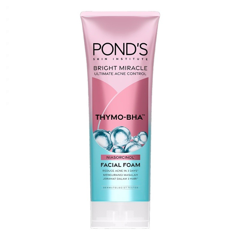 Ponds Face Wash Bright Miracle Ultimate Acne Control Thymo Bha Facial Foam 100g