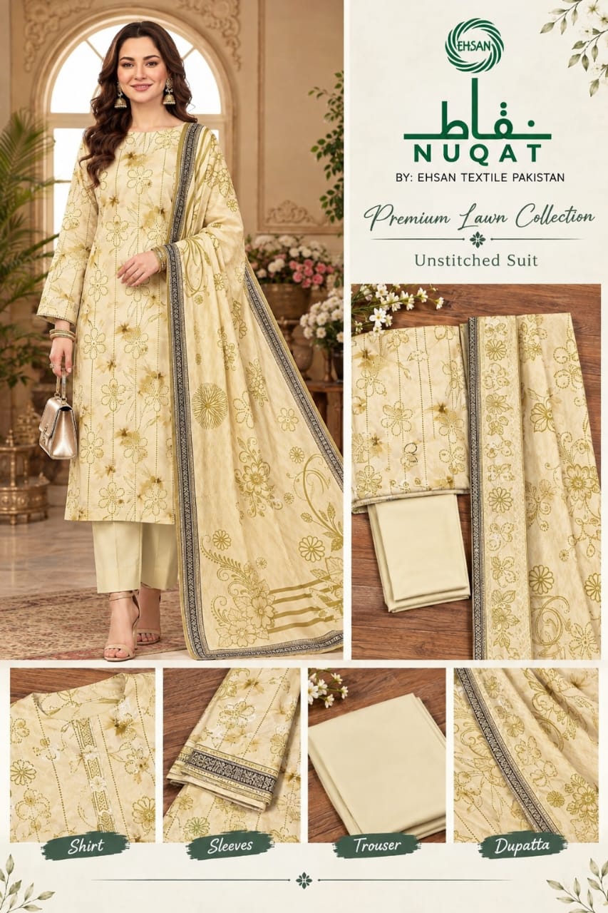 NUQAT by Ehsan Textiles Air Jet Lawn 3pc Vol 9 - DESIGN 09