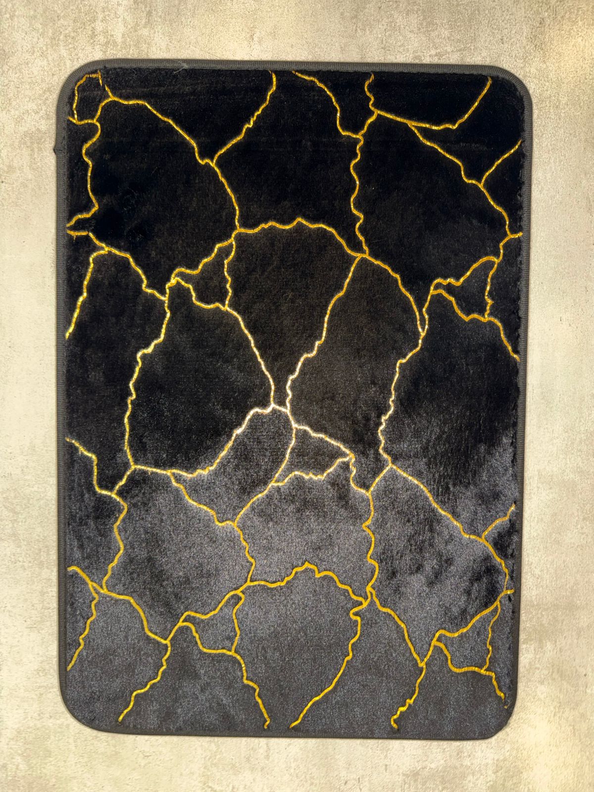 Gold Stripe Anti-Slip Faux Rabbit Fur Mat - DESIGN 04