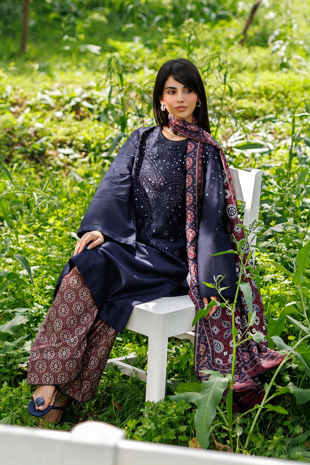 Jazmin Premium Airjet Dhanak 3pc Nf 452 - Navy Blue