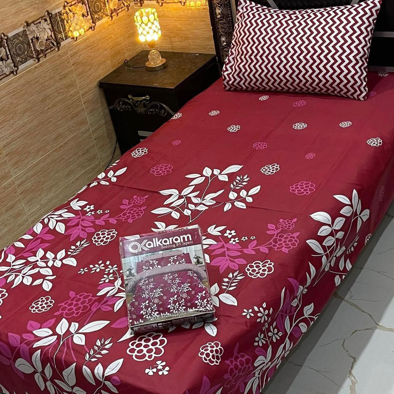 Alkaram 4pc Mix Cotton Single Bedsheet Pair - Design 24