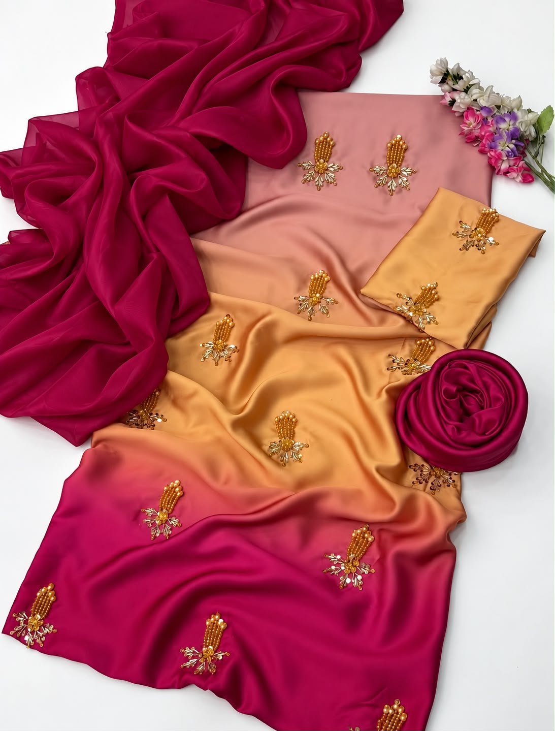 Shamoze Silk Tie Dye Handwork 3PC Suit - DESIGN 24