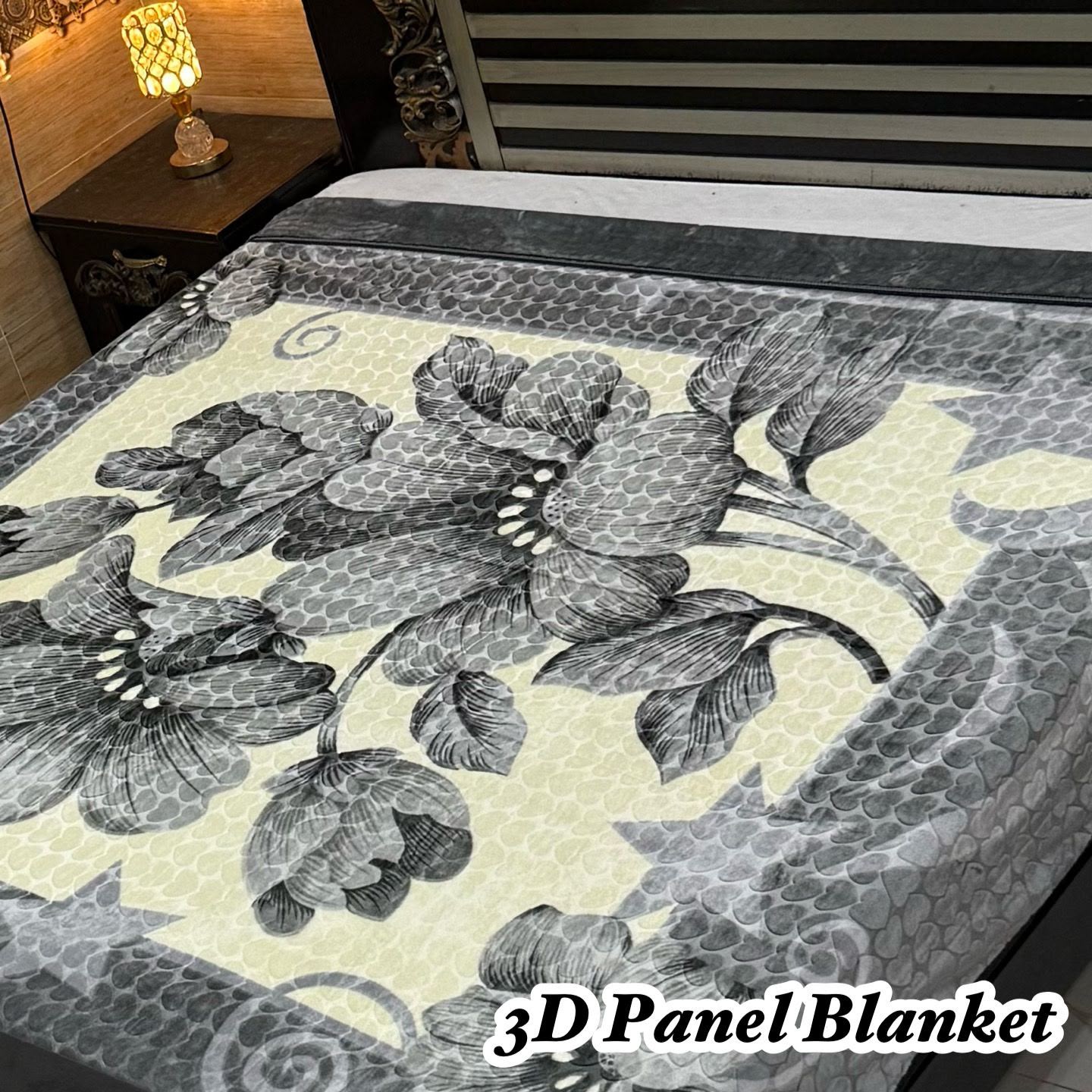 Irani Four Border 3D Panel Embossed Blanket Double Bed - Design 11