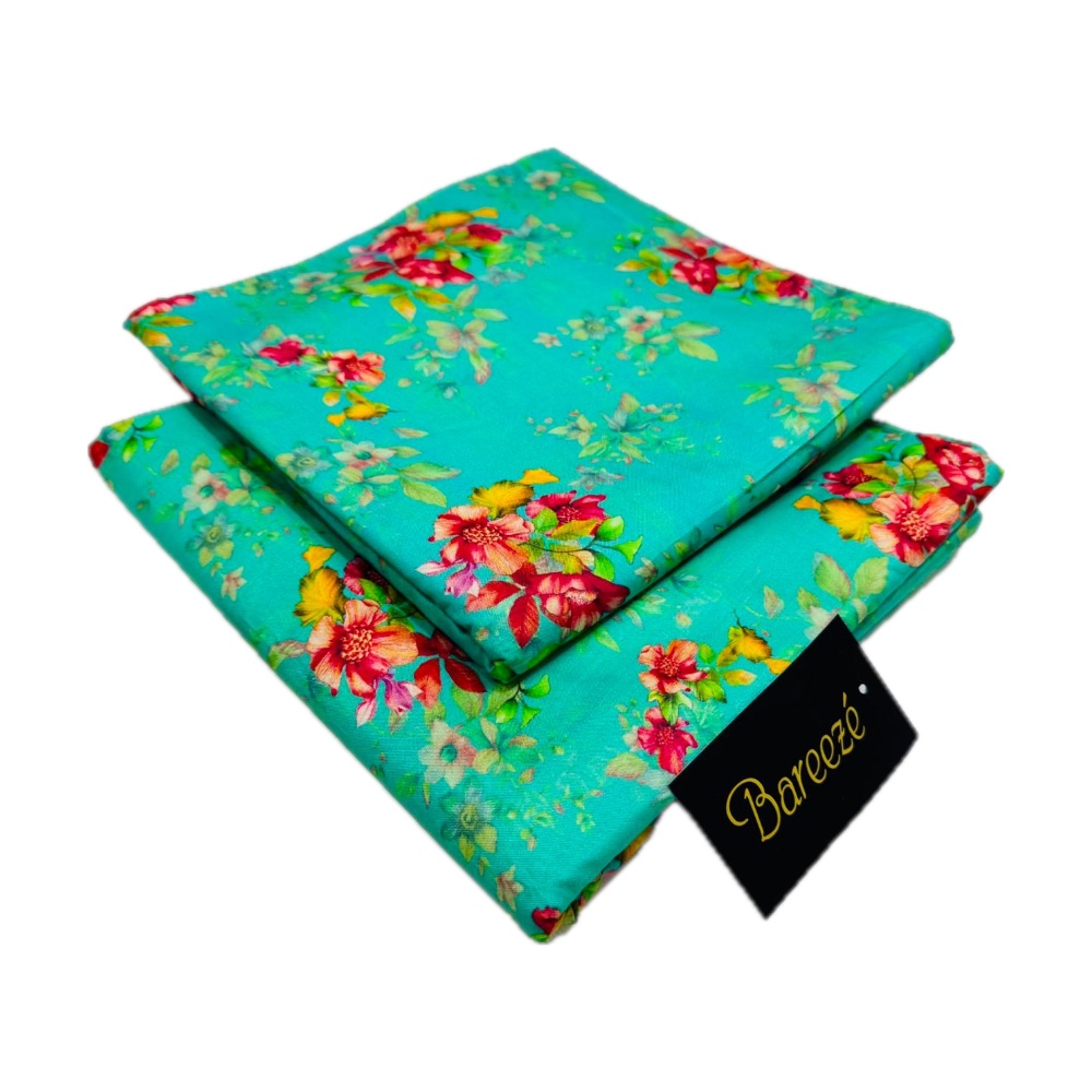 Bareeze Unstitched 2-Piece Lawn - Sea Green Floral Digital Print