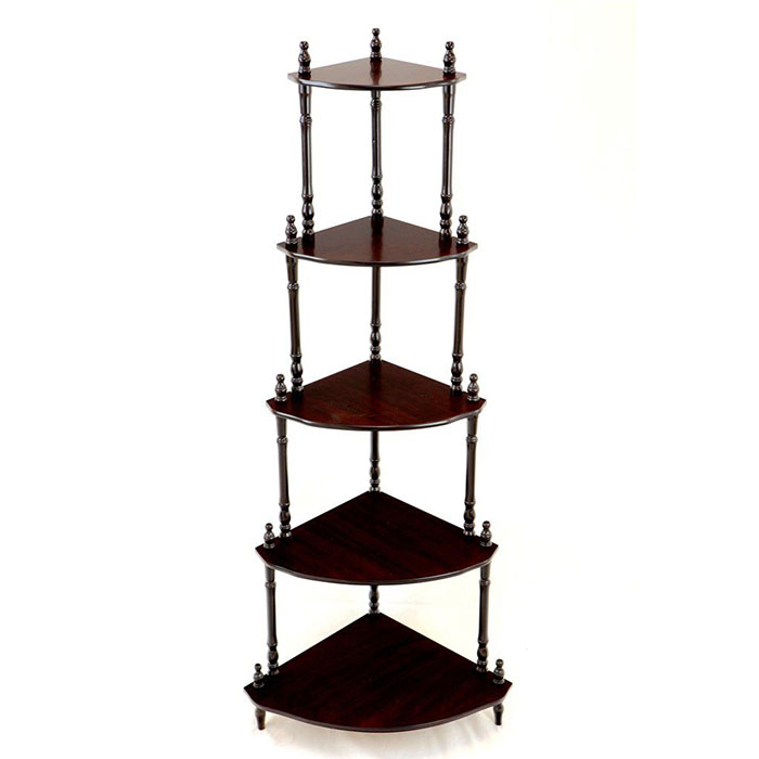 Wooden Corner 5 Shelves Rack