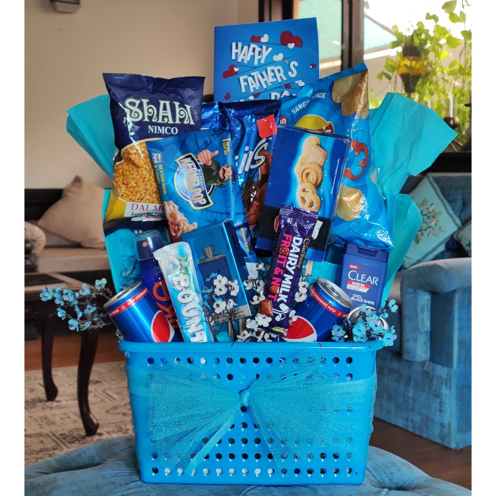Blue Snack Gift Basket
