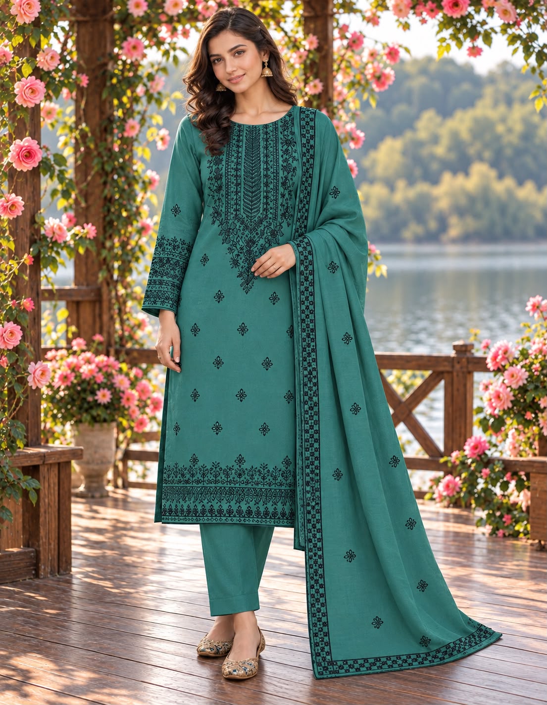 Batik Dhanak Embroidered 3PC Suit D#NF467 - DESIGN 03