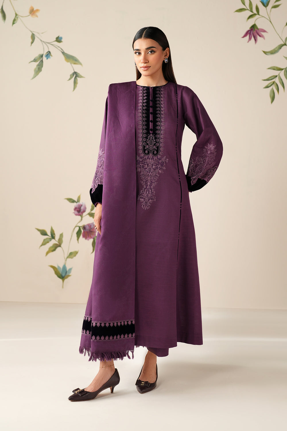 Junaid Jamshed Men Wool Unstitched Suit - DESIGN 02