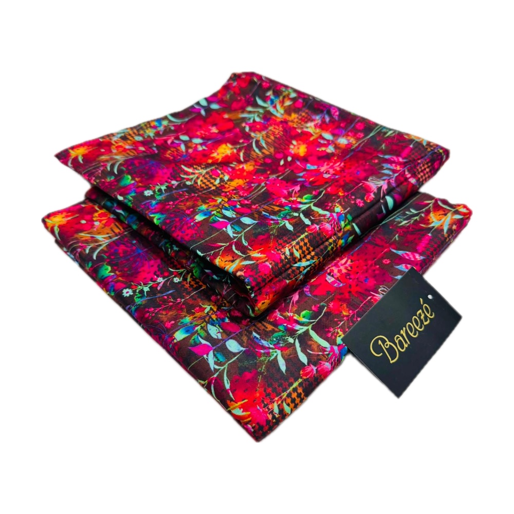 Bareeze Unstitched 2-Piece Lawn - Fuchsia Multicolor Digital Floral Print