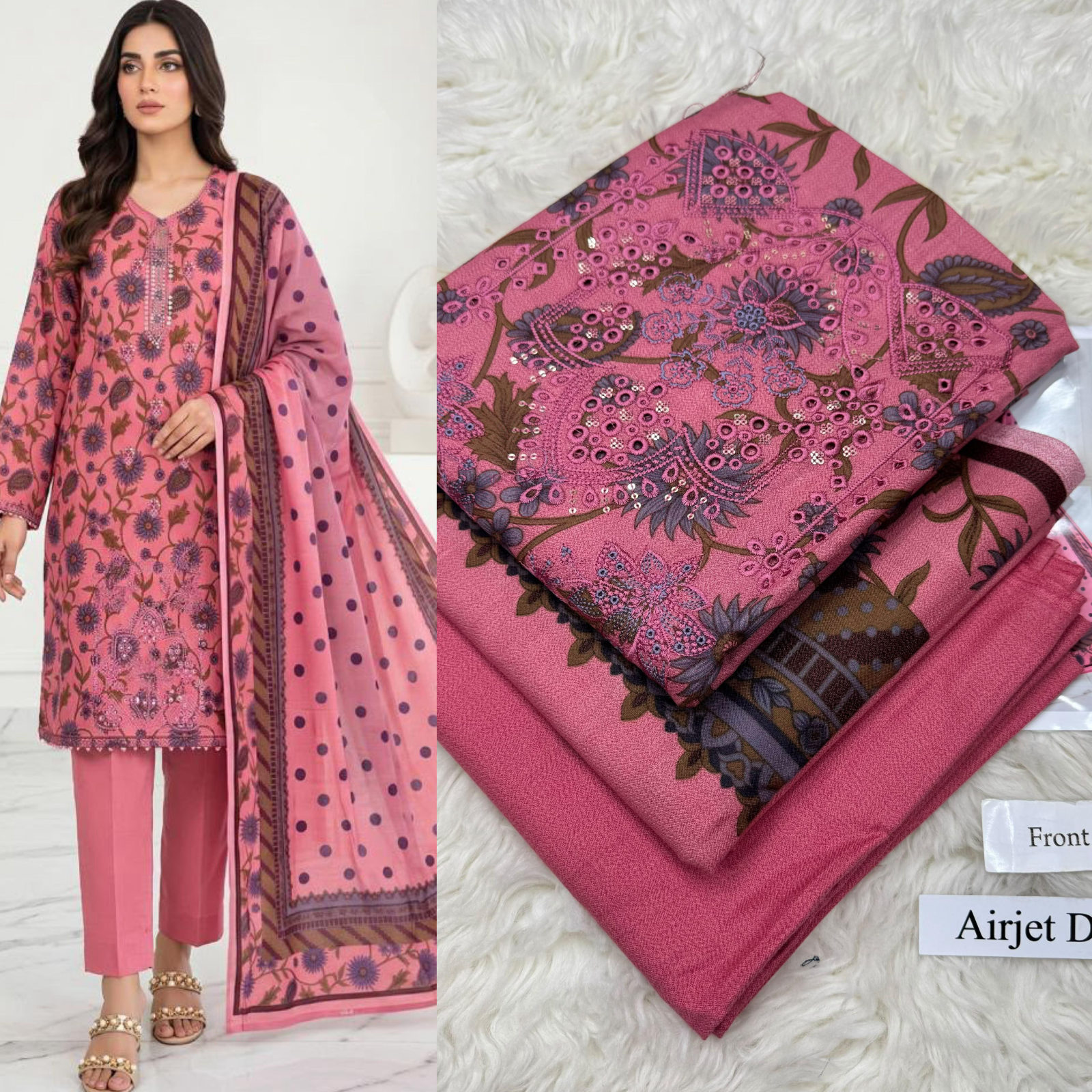 Airjet Dhanak with Dhanak Dupatta Sequence Embroidered - DESIGN 18