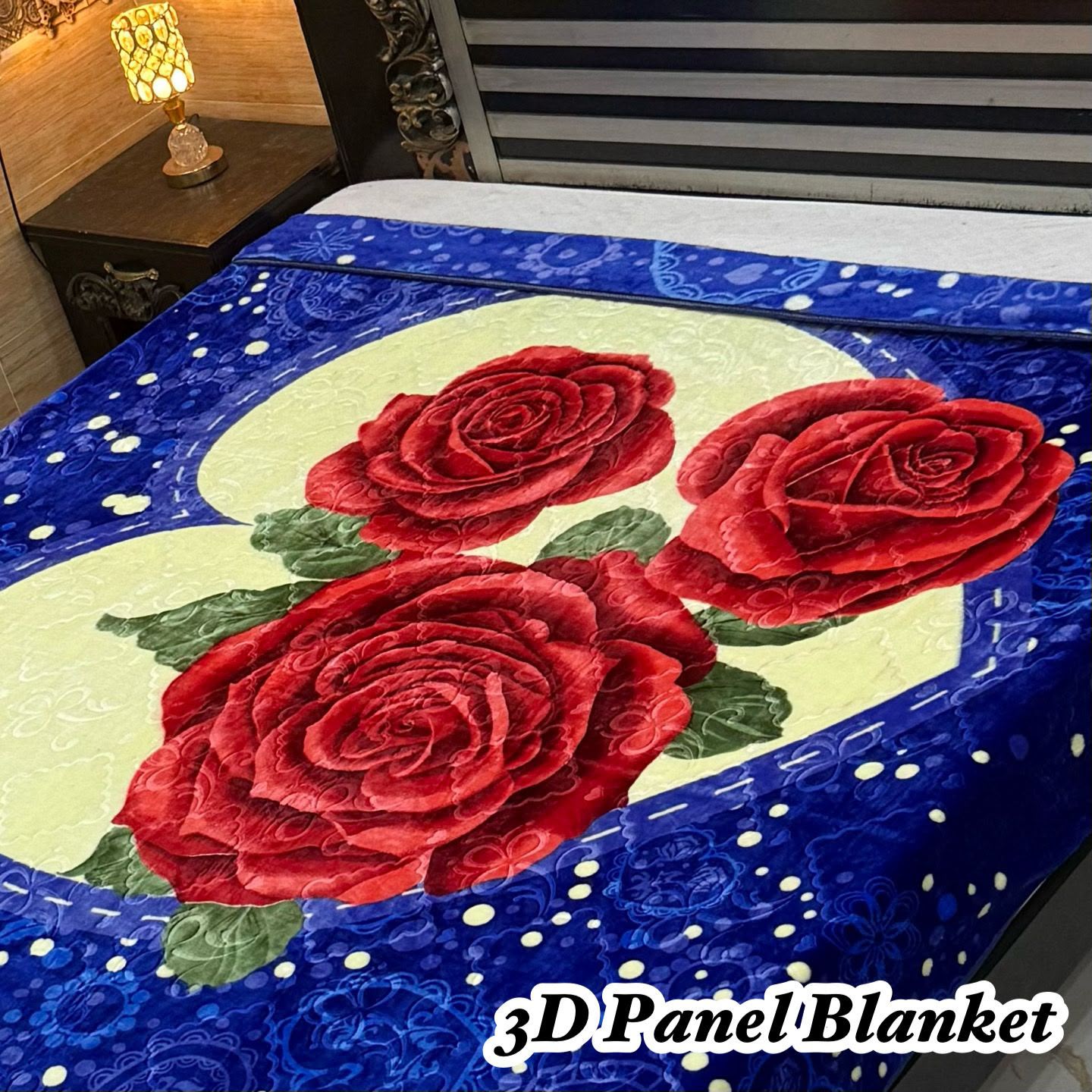 Irani Four Border 3D Panel Embossed Blanket Double Bed - Design 23