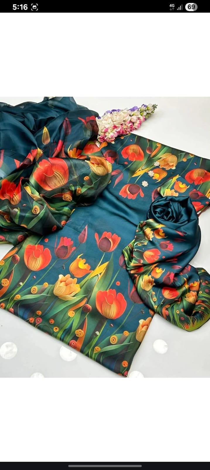 Digital Printed Shamoz Silk 3pc Suit - DESIGN 72