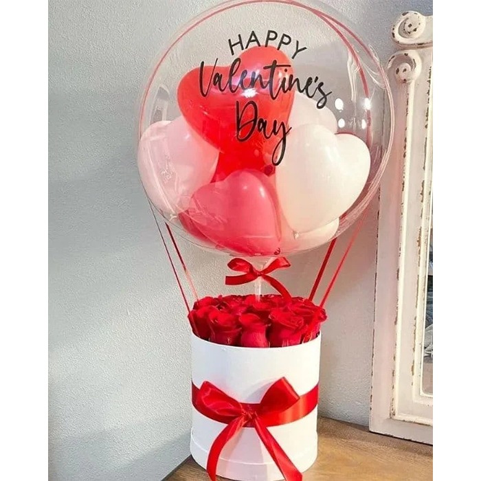 Happy Valentine’s Day Flowers and Balloon Box