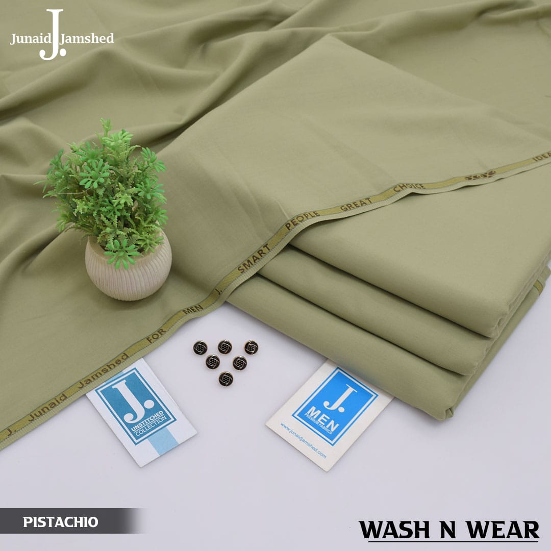 Junaid Jamshed Summer Wash N Wear Mens Unstitched - Pista