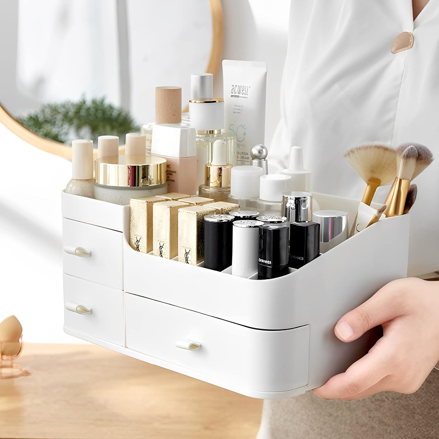 Stackable Cosmetic Organizer Shelf Drawer