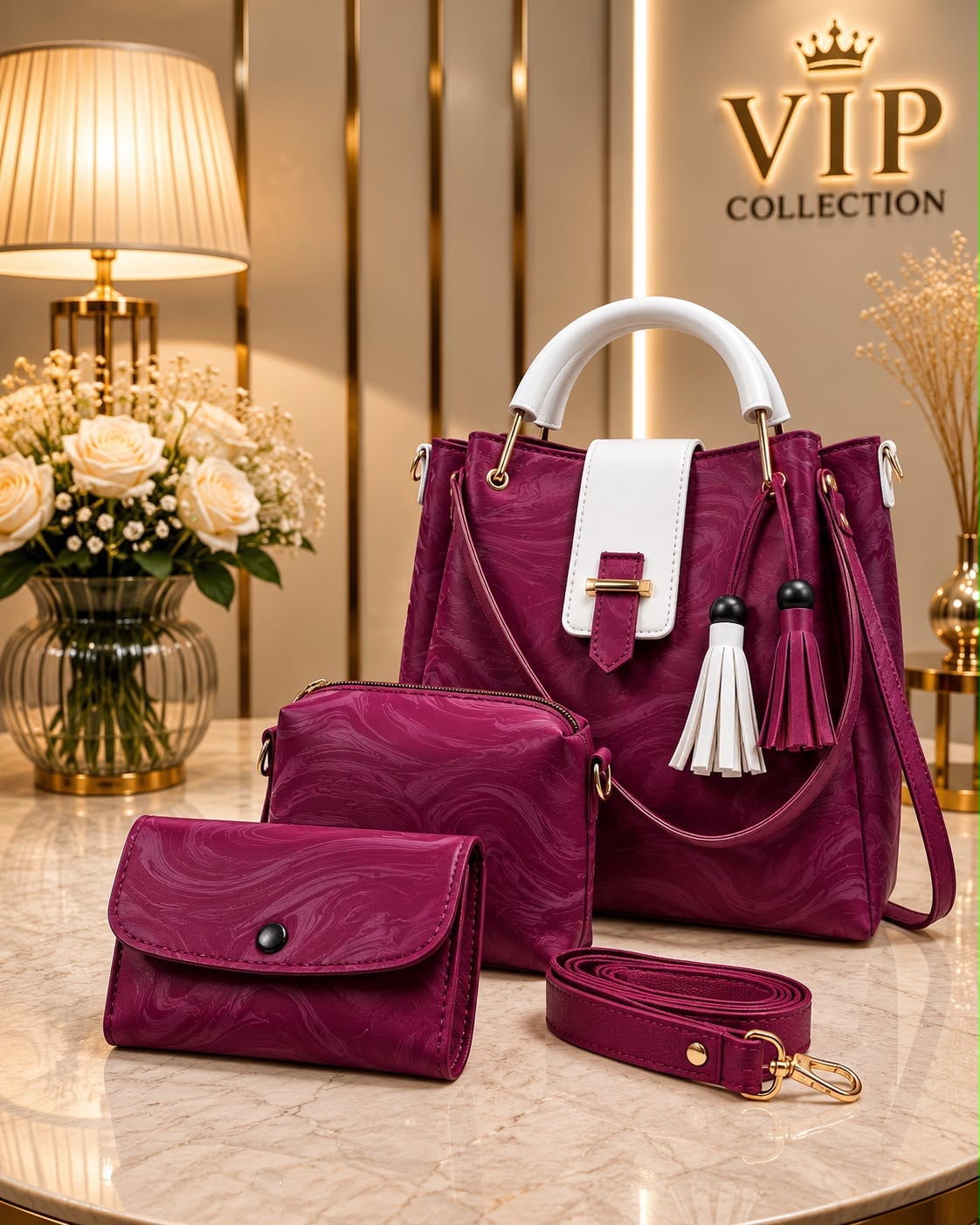 3 Pcs Shoulder Bag Set for Girls - DESIGN 09