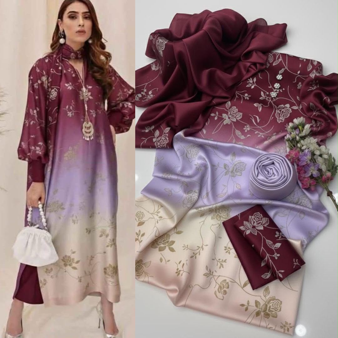 Shamooz Silk Digital Printed 3pc - Design 16