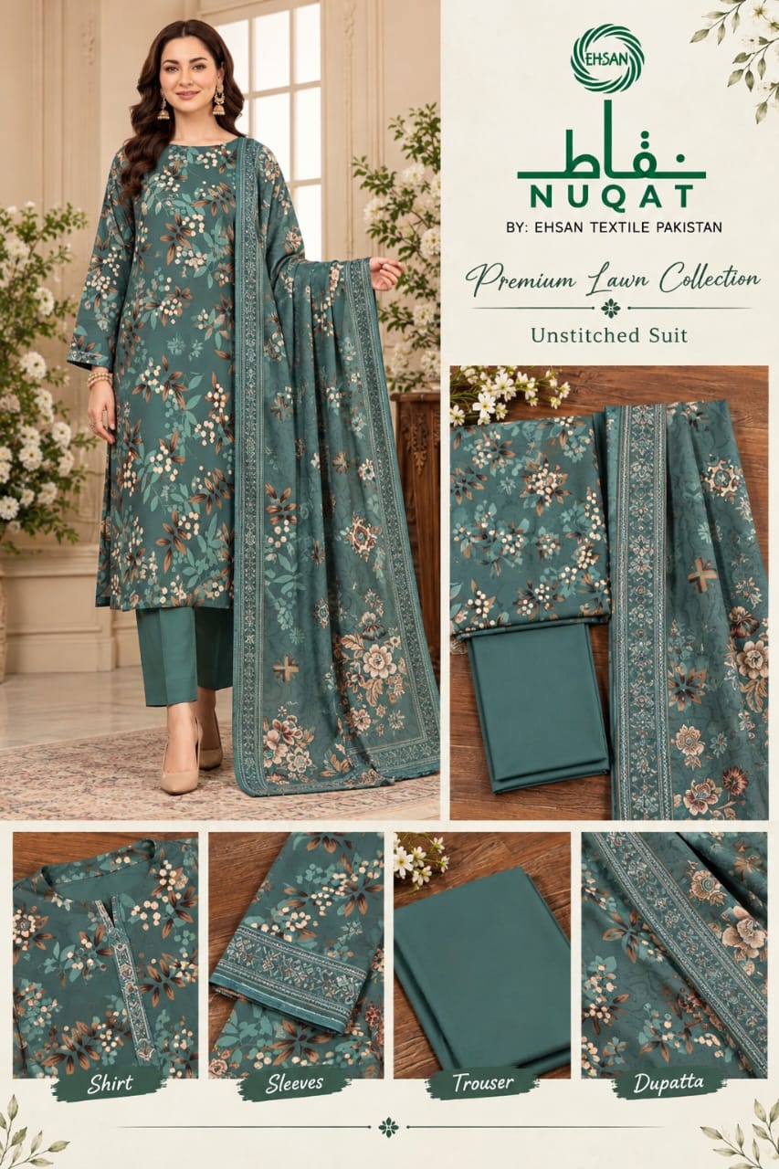 NUQAT by Ehsan Textiles Air Jet Lawn 3pc Vol 9 - DESIGN 08