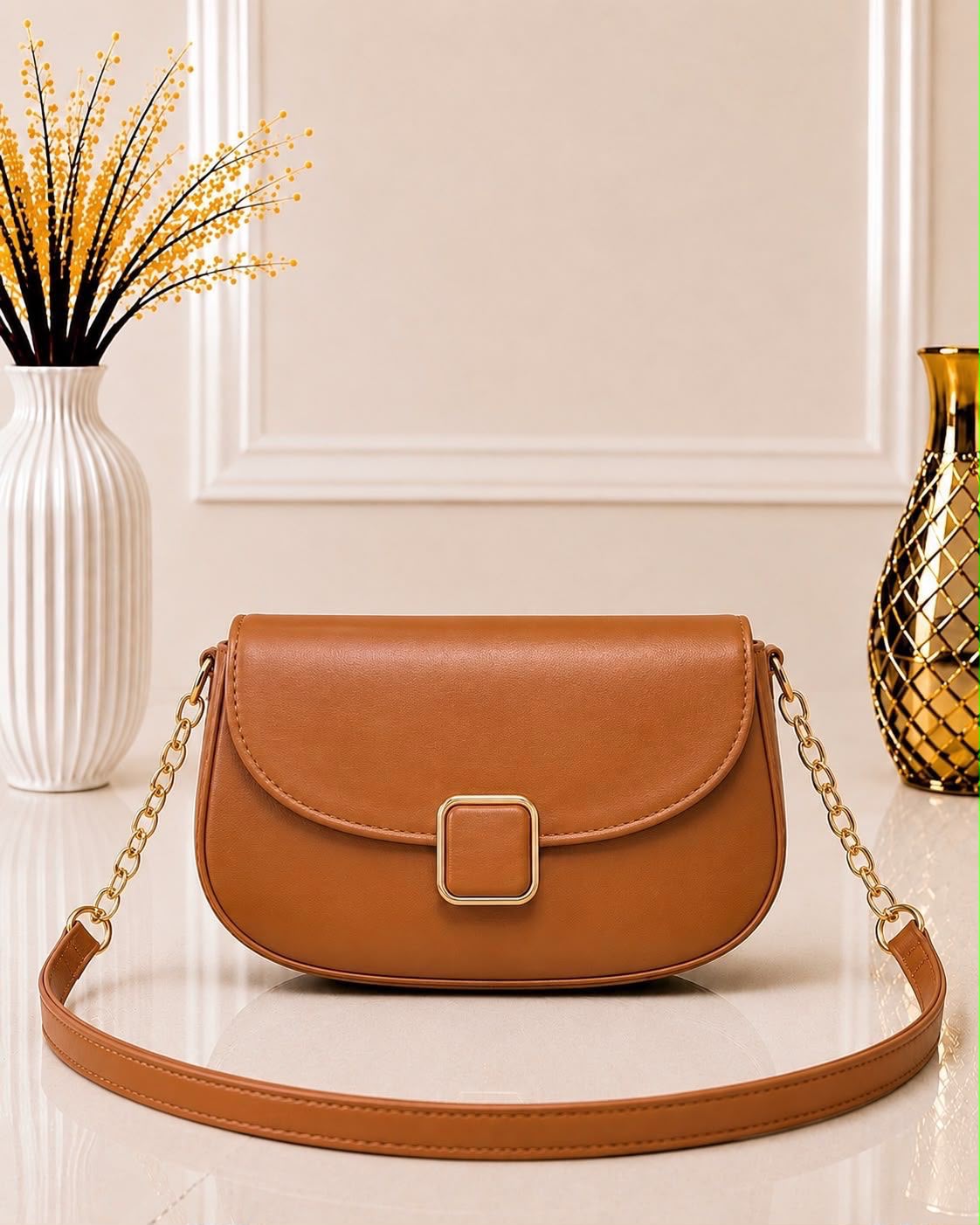 Elegant Shoulder Bag with Gold Detailing - DESIGN 05