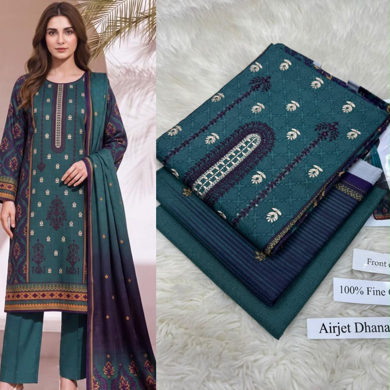 Airjet Dhanak with Dhanak Dupatta Panel Sequence Embroidered - DESIGN 06
