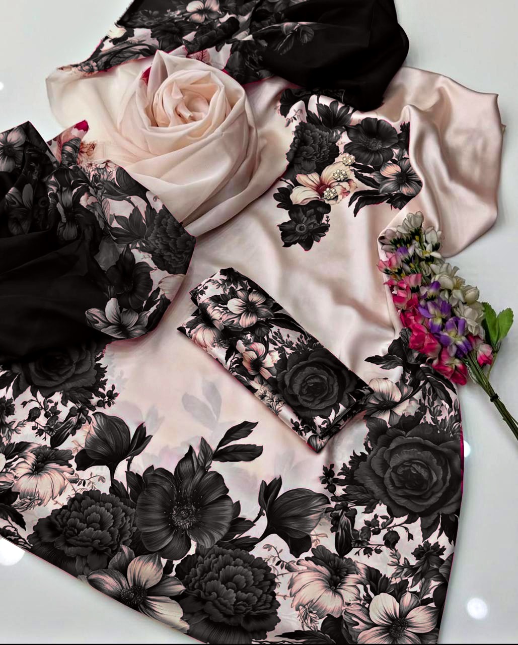 Digital Printed Shamoz Silk 3pc Suit - DESIGN 10