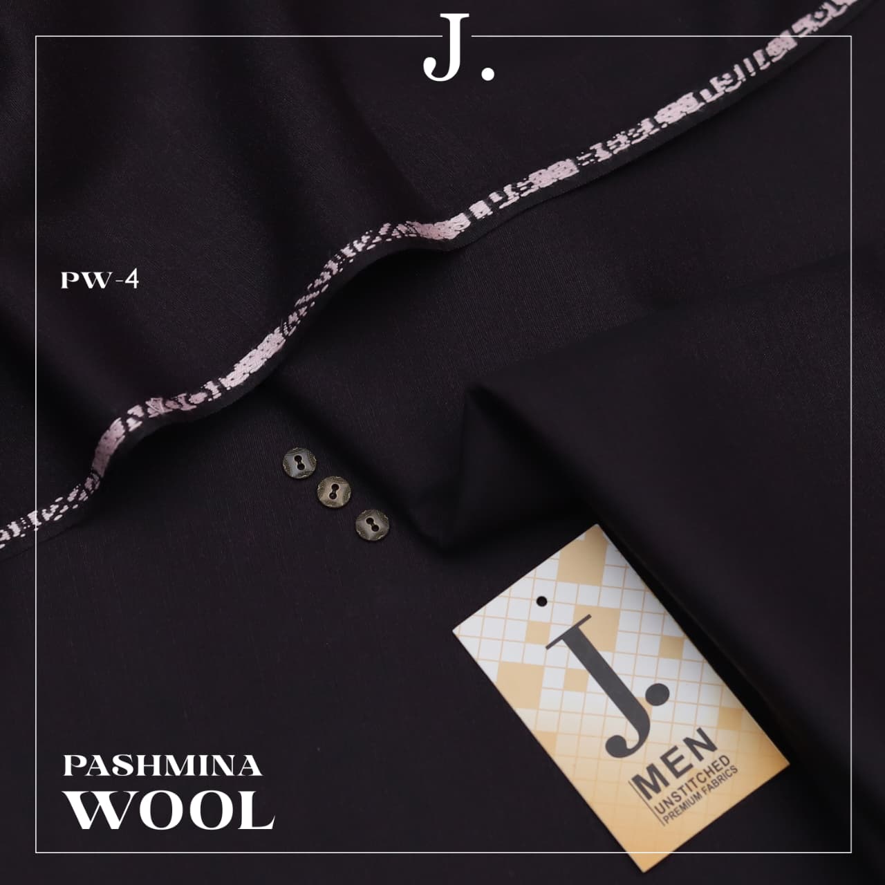 J. Dark Wool Men Unstitched Suit - DESIGN 06