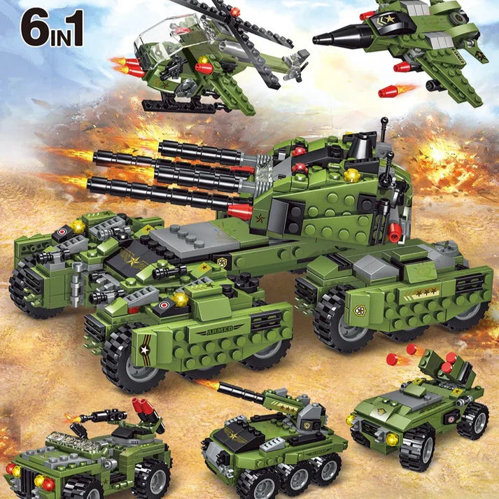Military 6in1 Tank & Armored Vehicles Building Blocks Set for Boys | 791PCS- LXA462