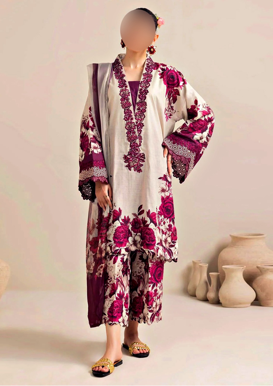 Shamooz Silk Digital Printed 3pc - Design 37