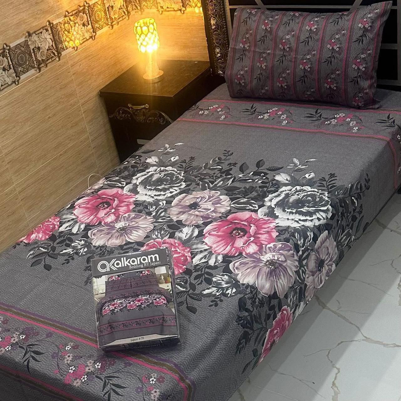 Alkaram 4pc Mix Cotton Single Bedsheet Pair - Design 34