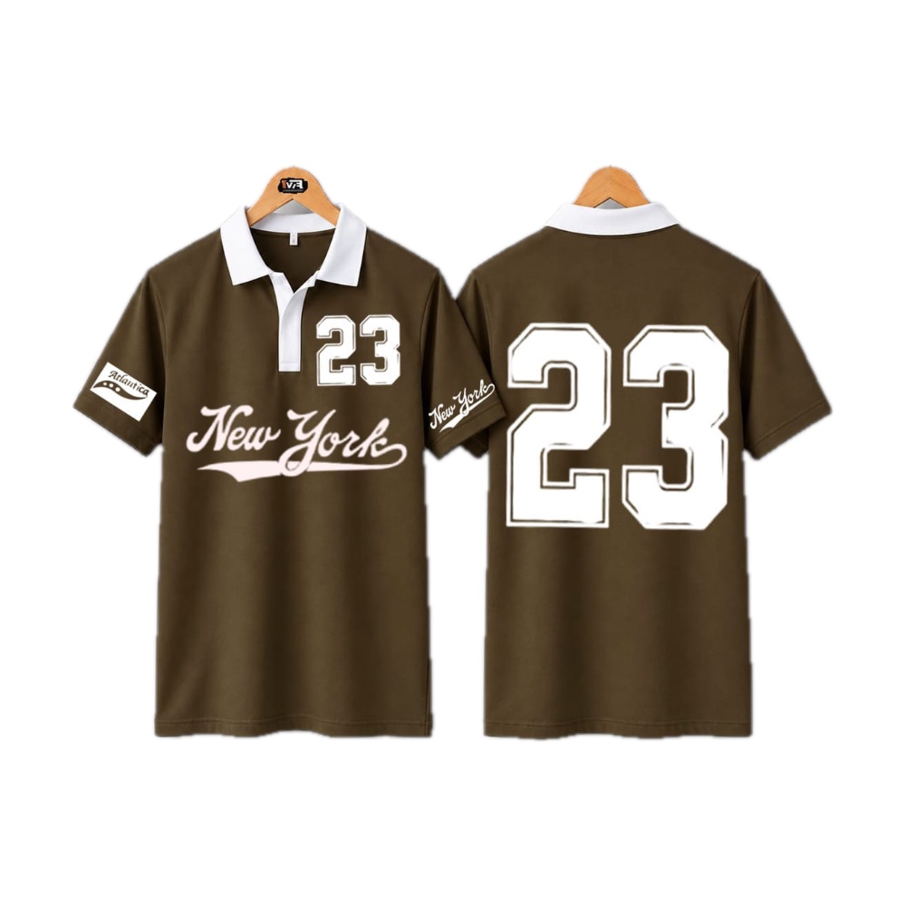 New York 23 Printed Polo Shirt (Brown/Olive)