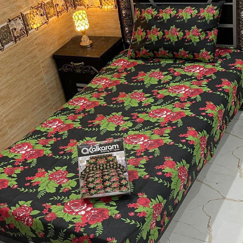 Alkaram 4pc Mix Cotton Single Bedsheet Pair - Design 20