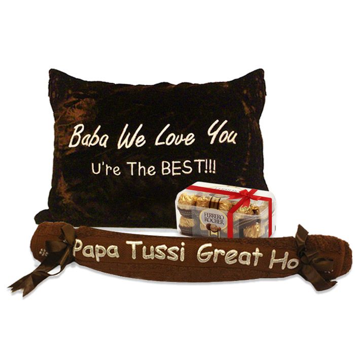 Baba Cushion With Towel & Chocolate Box