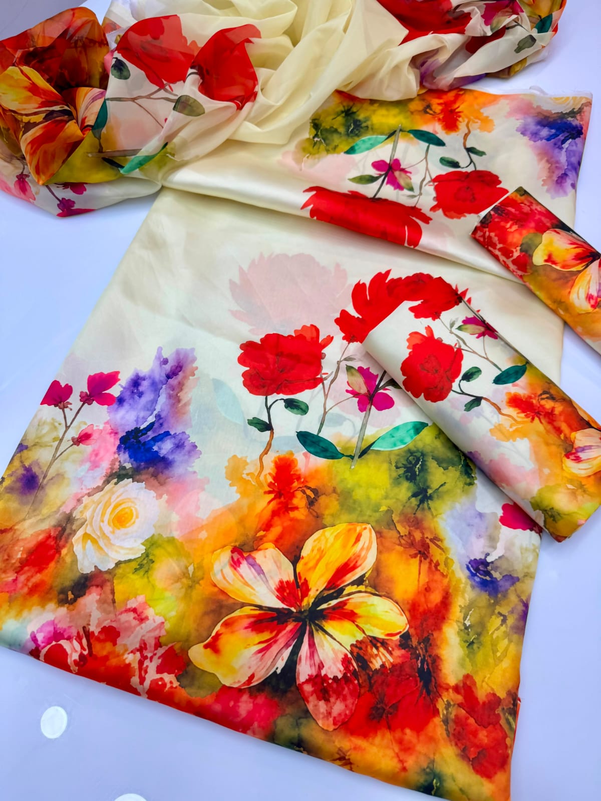 Digital Printed Shamoz Silk 3pc Suit - DESIGN 58