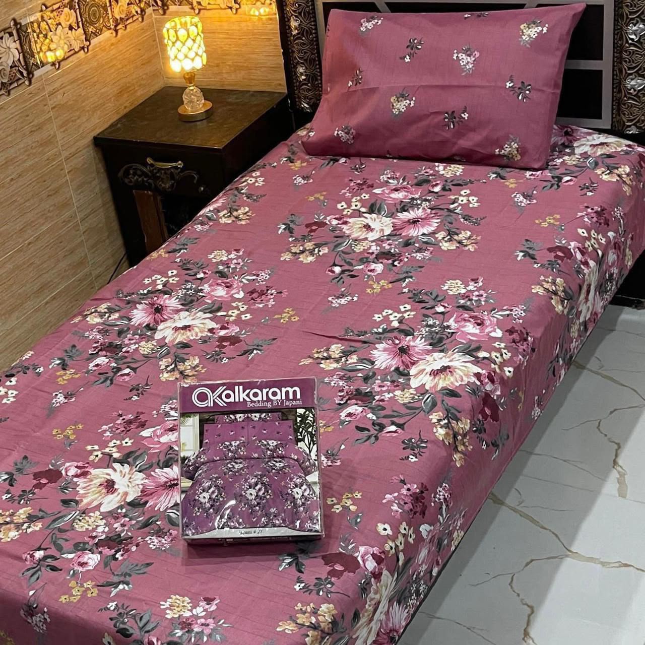 Alkaram 4pc Mix Cotton Single Bedsheet Pair - Design 30