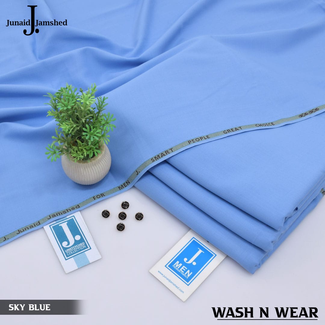 Junaid Jamshed Summer Wash N Wear Mens Unstitched - Sky Blue