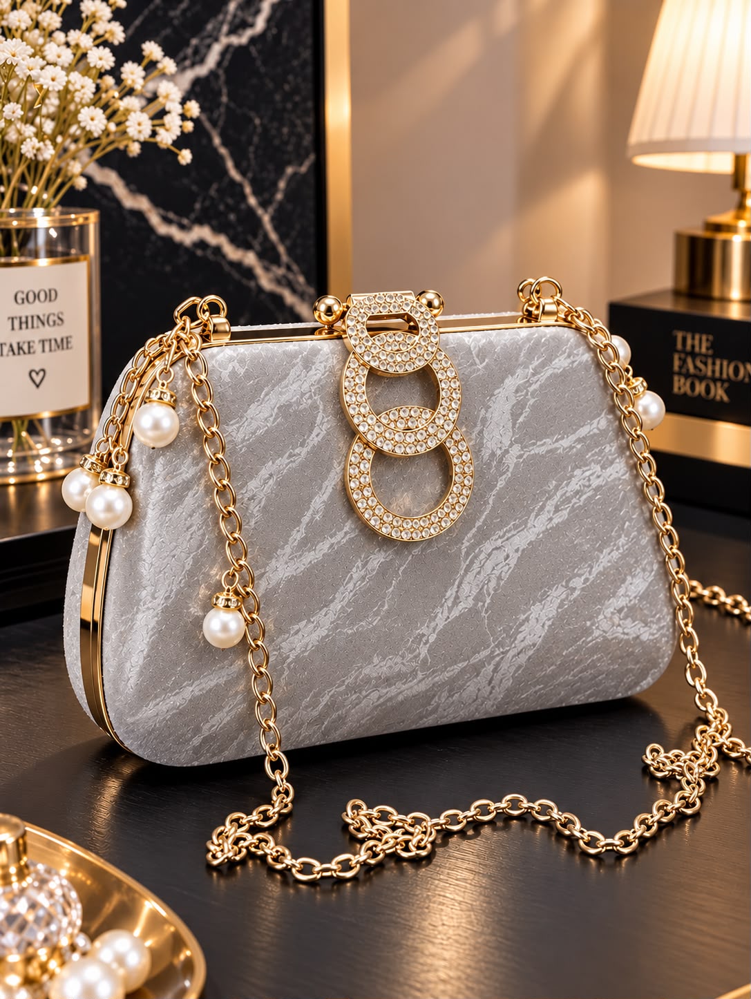 Metal Top Lock Hand Clutch for Girls - DESIGN 01