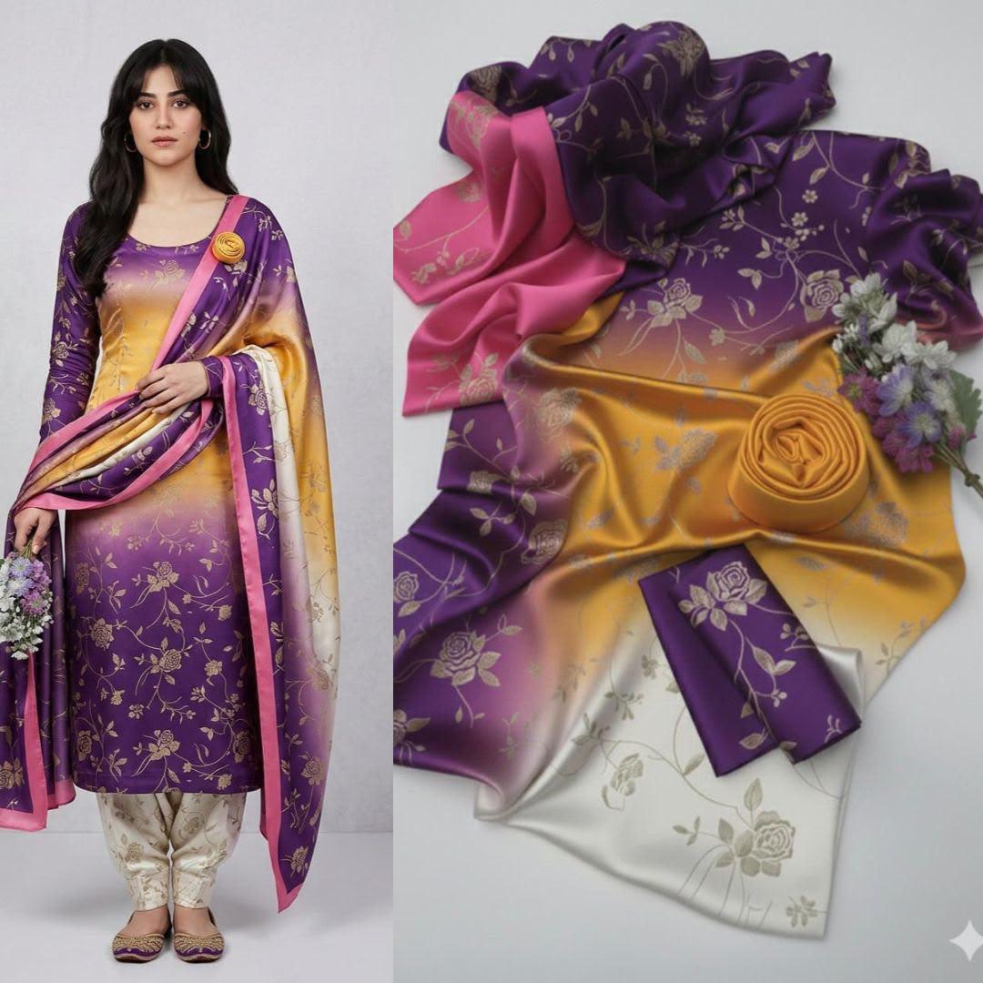 Shamooz Silk Digital Printed 3pc - Design 14