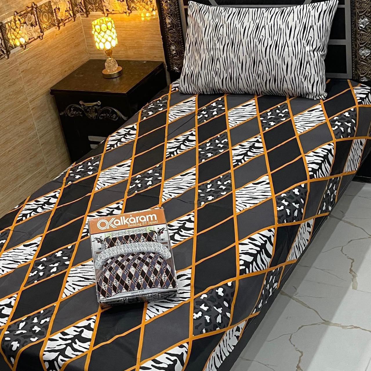 Alkaram 4pc Mix Cotton Single Bedsheet Pair - Design 16
