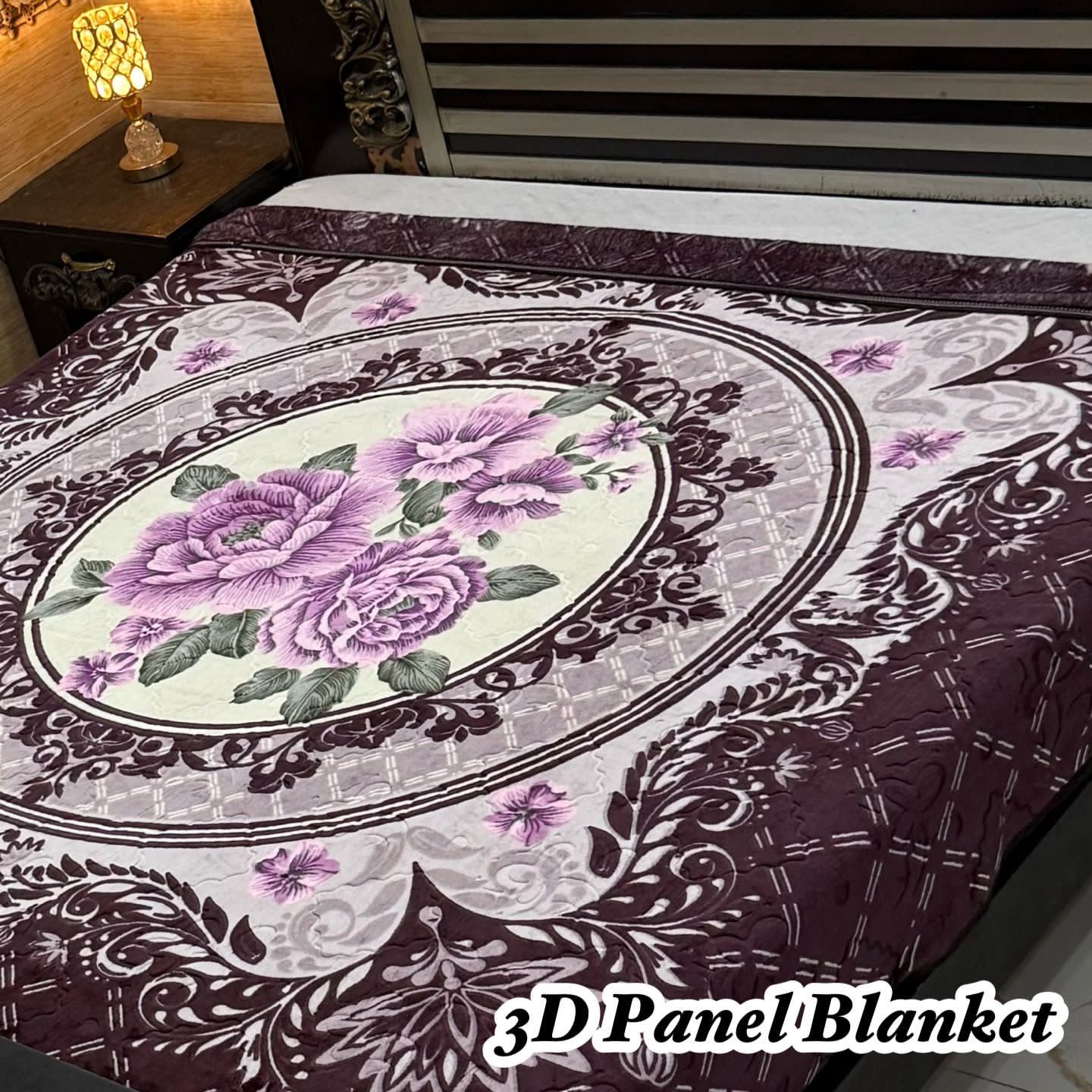 Irani Four Border 3D Panel Embossed Blanket Double Bed - Design 14
