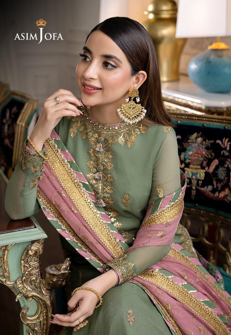 Asim Jofa Chiffon Embroidered 3PC Suit - DESIGN 01