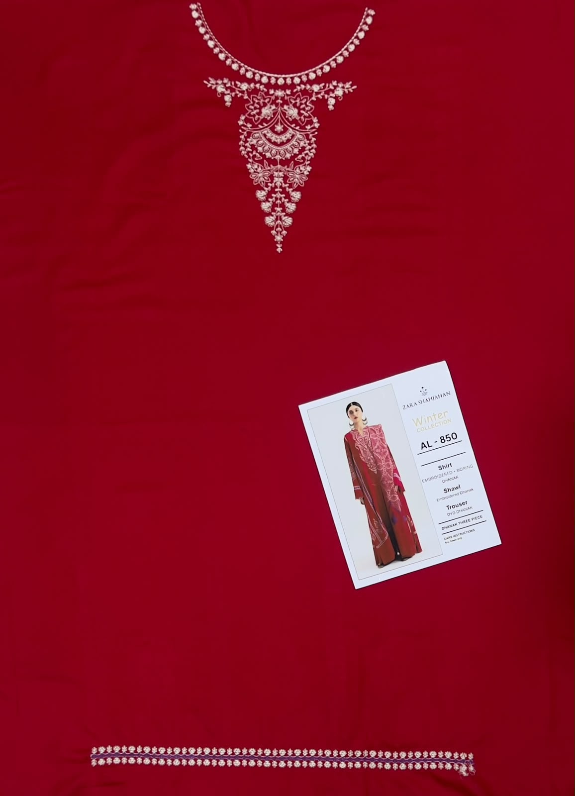 Maria B Dhanak Embroidered 3PC Suit D#AL844 - DESIGN 14